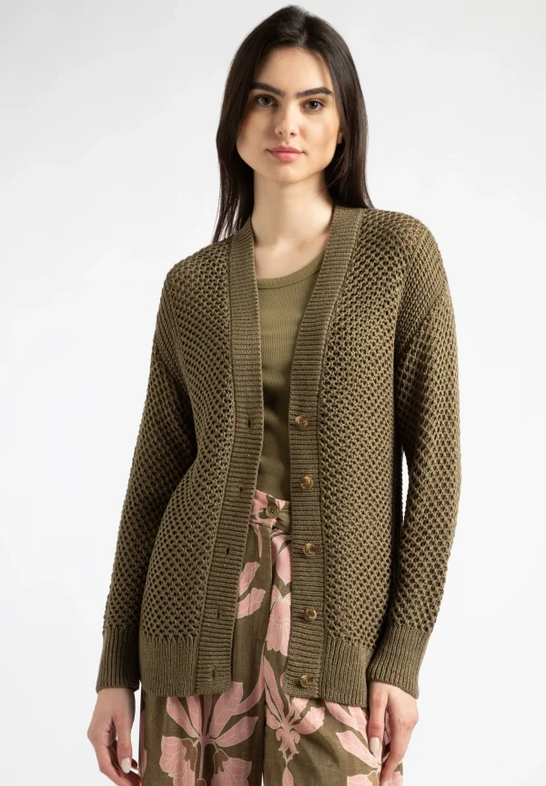 MORE & MORE Ajour Cardigan, soft reed green, Sommer-Kollektion