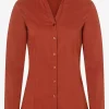 MORE & MORE Baumwoll/Stretch Bluse, rusty brown, Winter-Kollektion