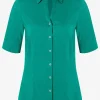 MORE & MORE Baumwoll/Stretch Bluse, summergarden green, Sommer-Kollektion