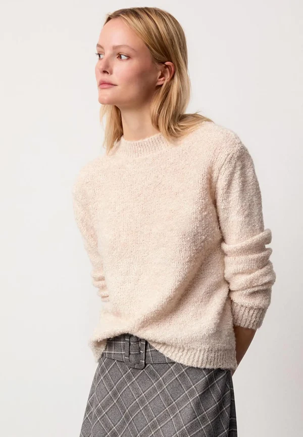 MORE & MORE Bouclé-Pullover, powder creme, Herbst-Kollektion