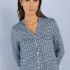 MORE & MORE Printbluse, hellblau/ecru/marine