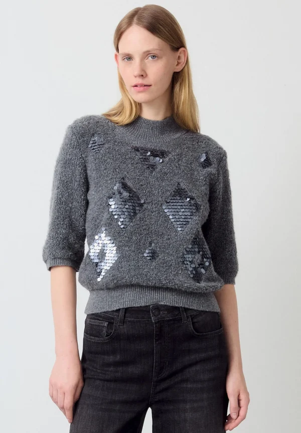 MORE & MORE Pullover mit Pailletten, , Party-Kollektion