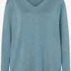 MORE & MORE Pullover mit V-Ausschnitt, greyblue, Herbst-Kollektion