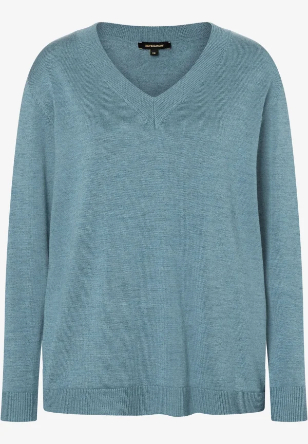 MORE & MORE Pullover mit V-Ausschnitt, greyblue, Herbst-Kollektion