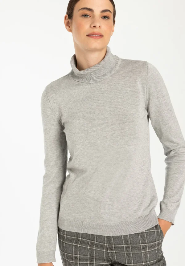 MORE & MORE Rollkragenpullover, melange, Herbst-Kollektion