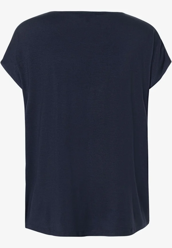 MORE & MORE Shirt mit Satinfront, marine