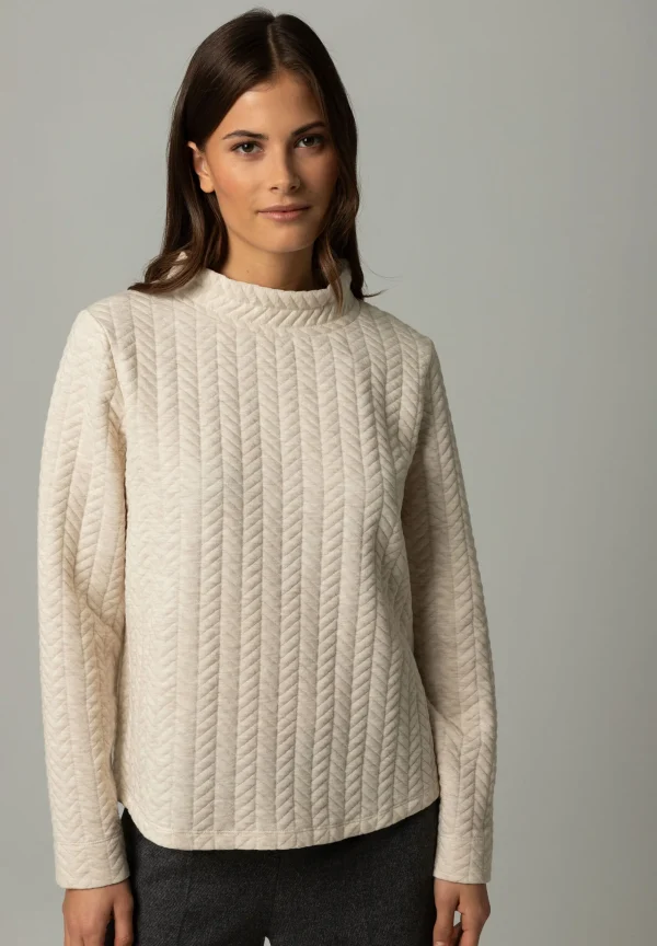 MORE & MORE Struktur-Sweatshirt, creme melange, Winter-Kollektion