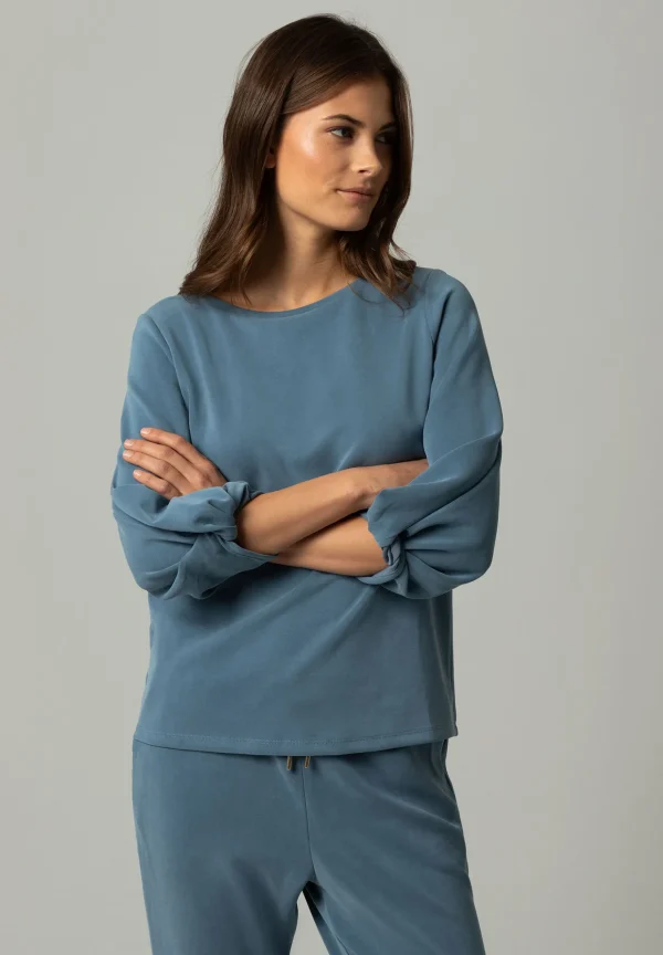 MORE & MORE Sweatshirt mit Knoten-Detail, greyblue, Winter-Kollektion