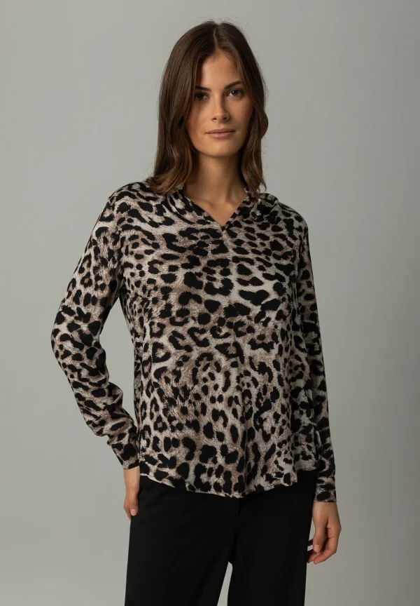 MORE & MORE Viskosebluse, Leoprint, Winter-Kollektion